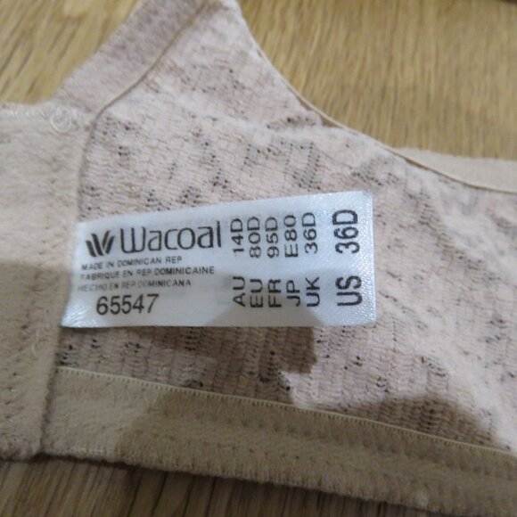 WACOAL Halo Lace Full Coverage Bra in Toast Nude Floral - Size 36D - Picture 13 of 13